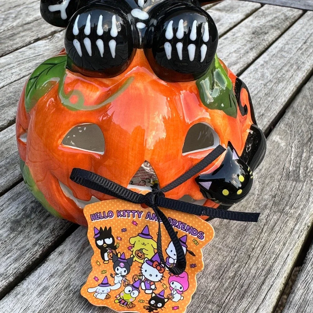 Sanrio Hello Kitty Skeleton Pumpkin Ceramic Tea Light Candle Holder Halloween
